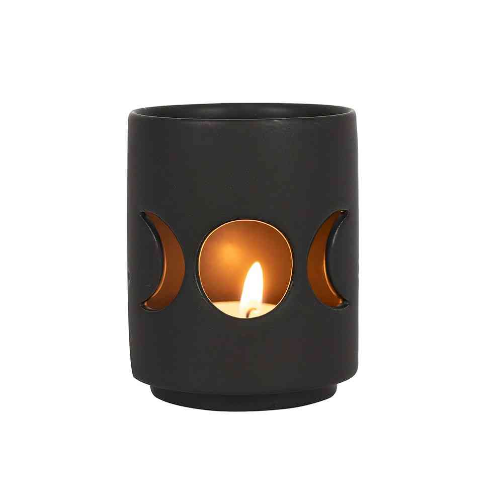 Something Different - Small Black Triple Moon Cut Out Porte-bougie - Noir